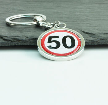 50 Speed Sign Birthday Keyring, 2 of 2