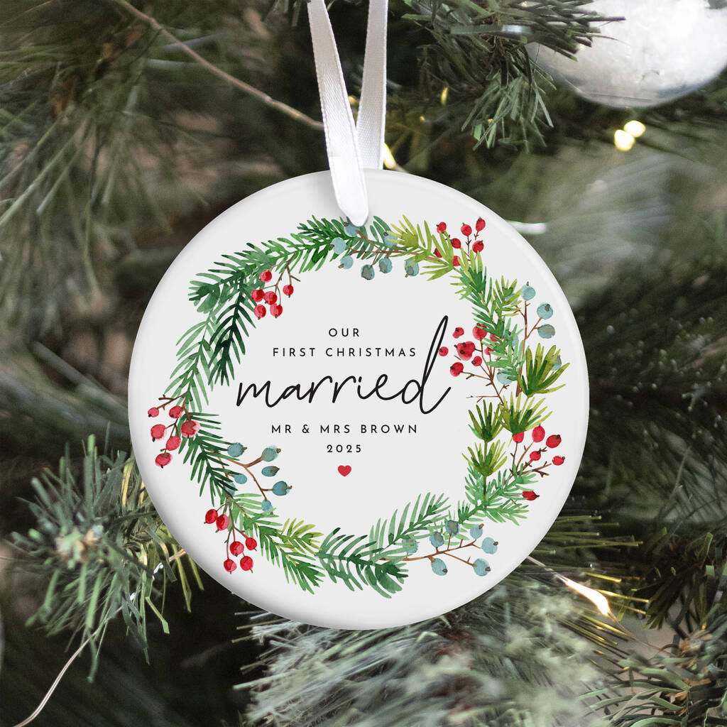 Personalised First Christmas Ornament For Newlywed Couple, 1 of 7