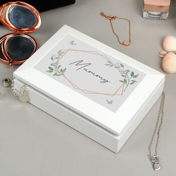 Personalised Botanical Butterfly Wooden Jewellery Box, 4 of 8