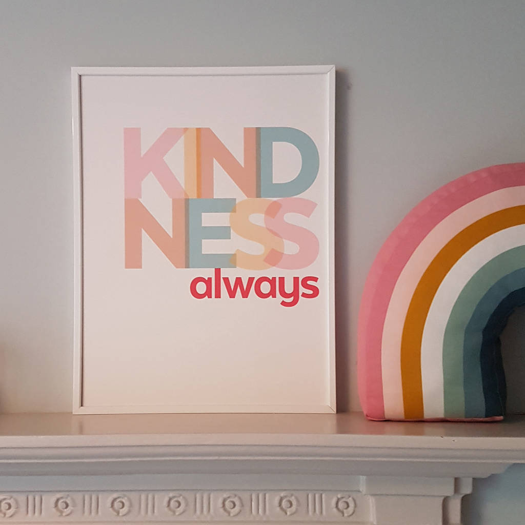 'Kindness Always' Inspiring Typographic Print, 1 of 4
