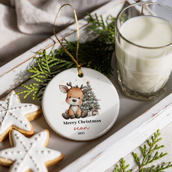 Personalised Woodland Reindeer Christmas Bauble, 7 of 11