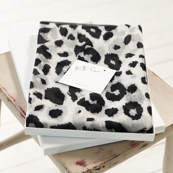 Snow Leopard Print Personalised Scarf, 4 of 10