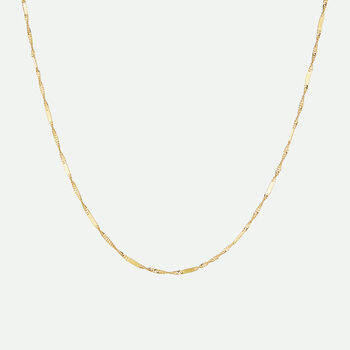 9ct Yellow Gold Singapore Bar Chain Necklace 18 Inch, 3 of 4