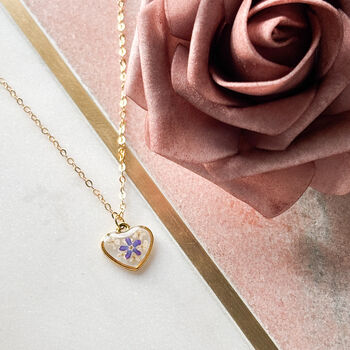 Gold Forget Me Not Heart Necklace, 4 of 7