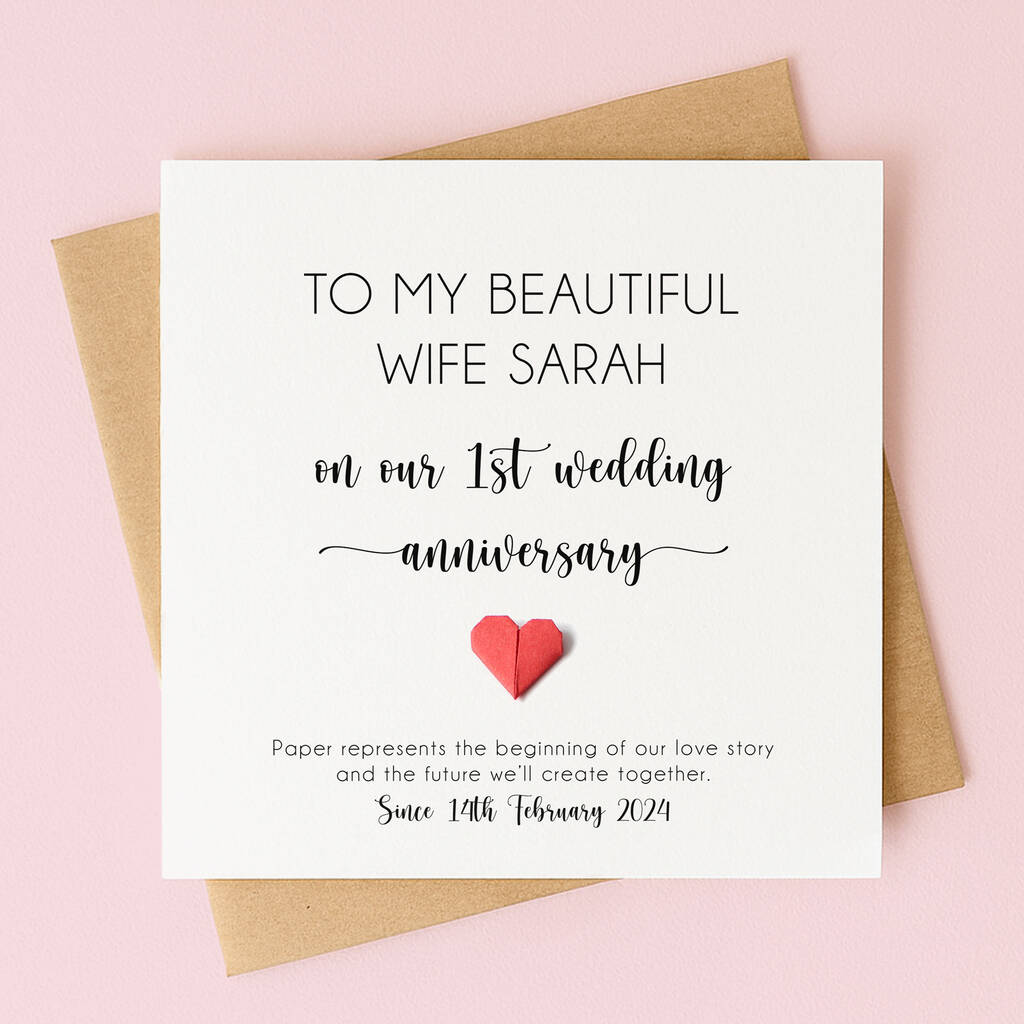 Personalised 1st Wedding Anniversary Card For Husband Or Wife, 1 of 7