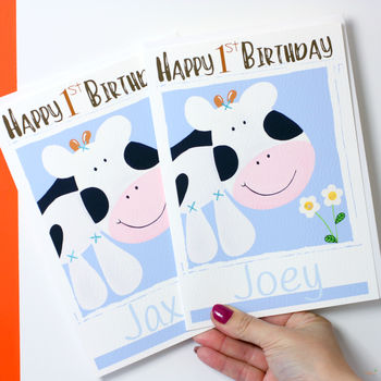 Personalised Farm Cow Age Birthday Card, 8 of 9