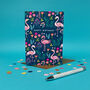 Happy Birthday Card Colourful Flamingo Pattern, thumbnail 4 of 5