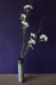 Hand Made Turquoise Ceramic Tall Vase, 4 of 10
