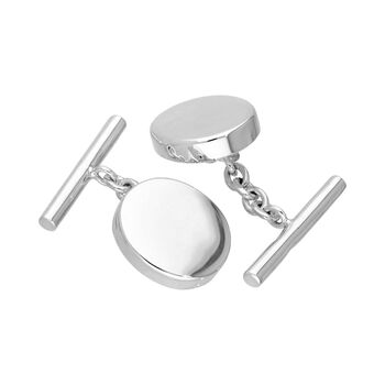 Personalised Sterling Silver Oval Chain Link Cufflinks, 6 of 7