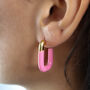 Enamel Rectangular Hoop Earrings Waterproof, thumbnail 4 of 7