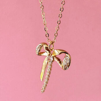 Gold Plated Bow Necklace, 6 of 8