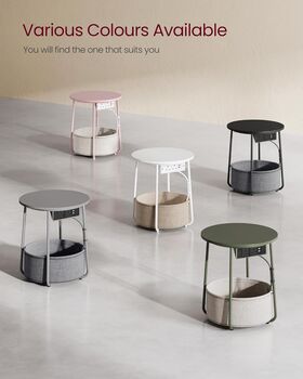 Side Table With Charging Station Fabric Basket, 8 of 8