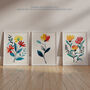 Set Three Wall Art Prints Wildflowers Floral Bright, thumbnail 6 of 7