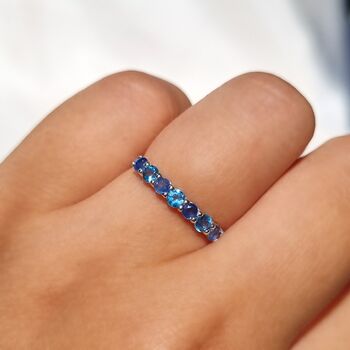 Blue Sapphire And Blue Topaz Eternity Band, 3 of 8