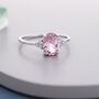 Sterling Silver Genuine Morganite Oval Ring, thumbnail 4 of 12