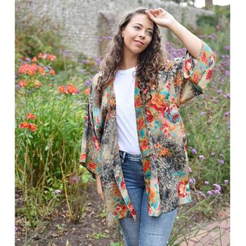 Colourful Floral Viscose Summer Jacket, 3 of 3