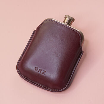Copper Hip Flask With Vintage Leather Sleeve Christmas Gift For Him, 2 of 12