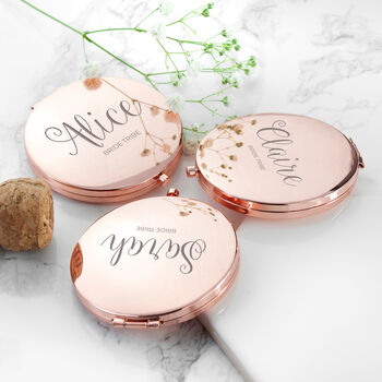 Personalised Round Rose Gold Plated Compact Mirror, 3 of 5
