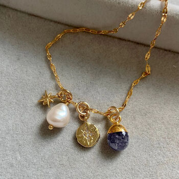 Tumbled Birthstone Multi Charm Necklace, 3 of 12
