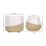 Pack Of Two Ceramic Round Planters White Beige, thumbnail 2 of 4