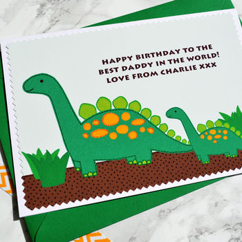 'Dinosaur And Baby' Personalised Birthday Card, 2 of 4