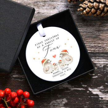 Personalised First Christmas As A Family Of Three Christmas Bauble, 3 of 6