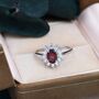 Genuine Garnet And Cz Halo Ring Sterling Silver, thumbnail 5 of 12