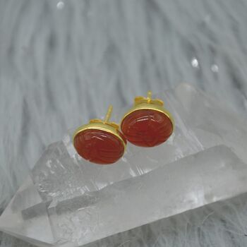 Carnelian Stud Earrings: Silver Or Gold, 2 of 9