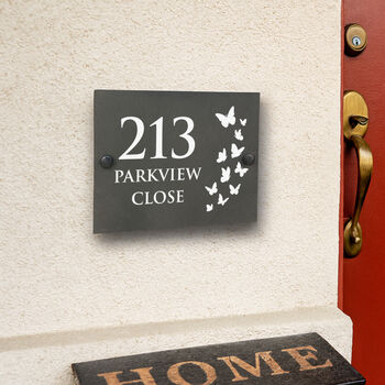 Personalised Butterfly Slate House Number Sign, 2 of 2