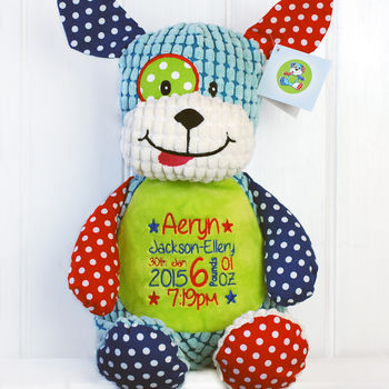 Personalised New Baby Harlequin Soft Toy By Simply Colors ...