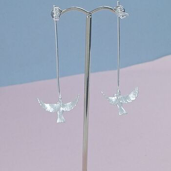 Sterling Silver Flying Dove Earrings, 3 of 5