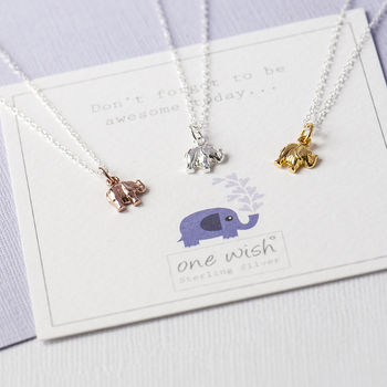 Elephant Necklace Sterling Silver, Gold And Rose Gold, 3 of 12