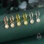 Sterling Silver August Birthstone Peridot Green Crystal Drop Hoop Earrings, thumbnail 3 of 11