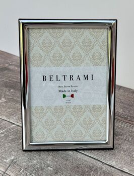 Beltrami Silver Plated Plain Raised Border Photo Frame, 2 of 3