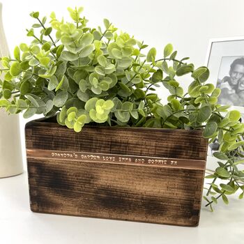 Personalised Wood And Copper Pot Planter, 2 of 5
