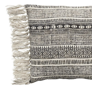 Cotton Natural And Black Fringed Cushion, 3 of 3