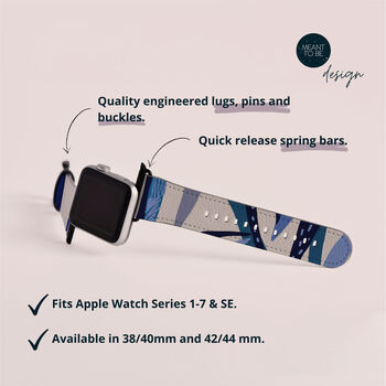 Blue Leaves Vegan Leather Apple Watch Band, 5 of 7