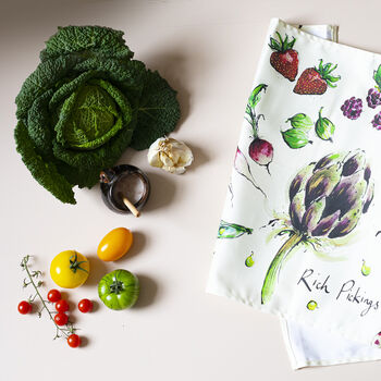 Rich Pickings Vegetable Tea Towel, 5 of 5