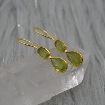 Peridot Teardrop Earrings: Silver Or Gold, 6 of 9