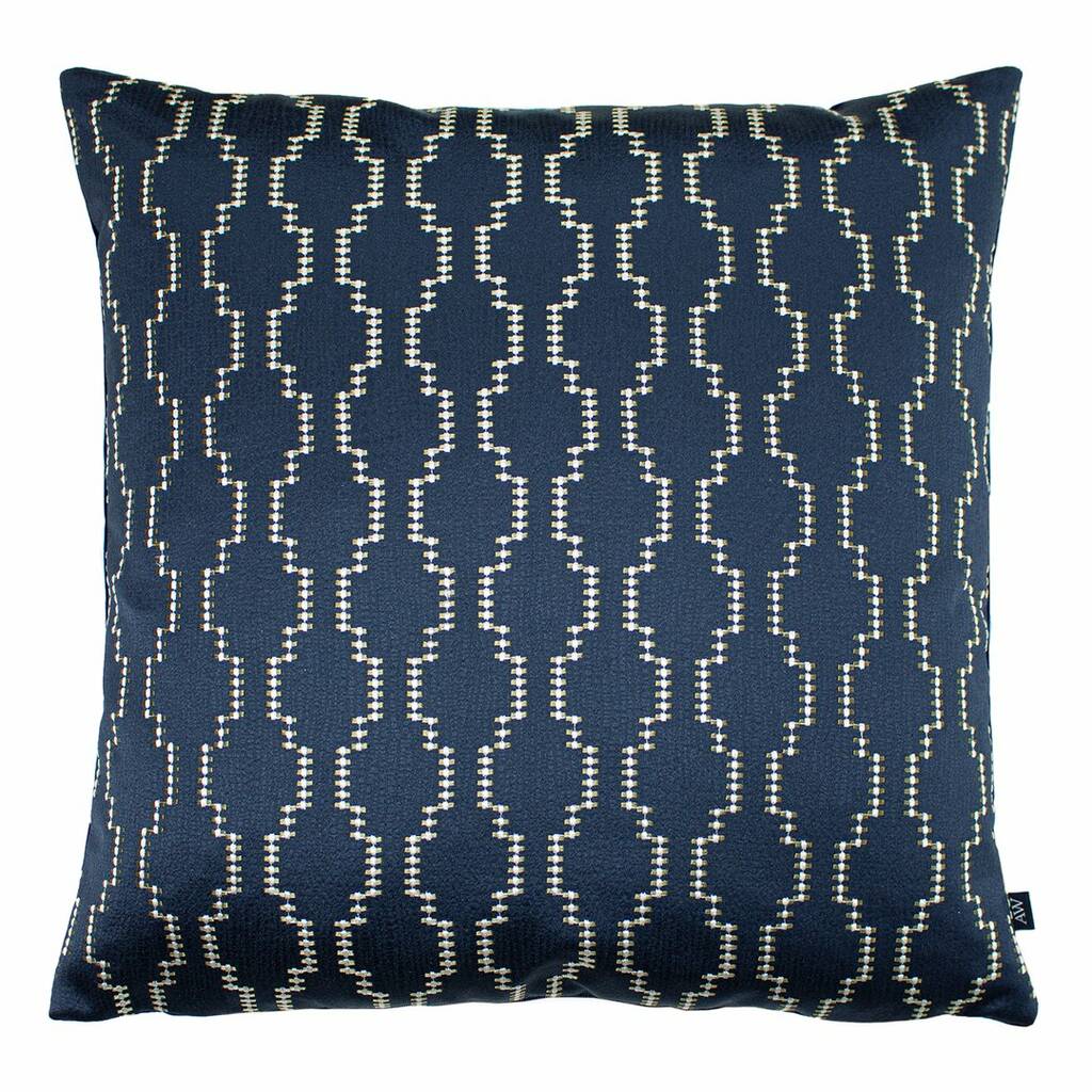 Navy And Gold Pattern Cushion By Victoria & Co. | notonthehighstreet.com