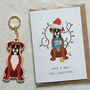 Boxer Dog Wooden Keyring With Optional Christmas Card, thumbnail 2 of 12