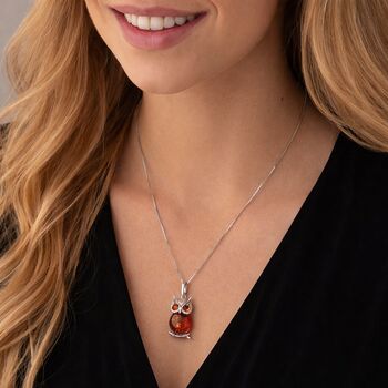 Personalised Sterling Silver Baltic Amber Owl Pendant Necklace, 2 of 8