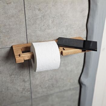 Luxury Toilet Paper Rack Oak Wood, 2 of 10
