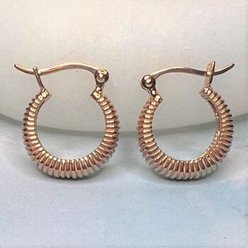 Small Huggie Hoop Textured Sterling Silver Earrings, 9 of 10