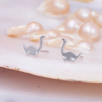 Sterling Silver Plesiosaurus Dinosaur Stud Earrings, 3 of 11
