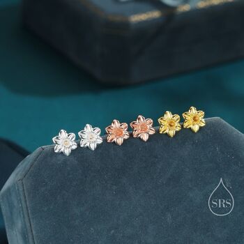 Daffodil Stud Earrings In Sterling Silver, 6 of 12