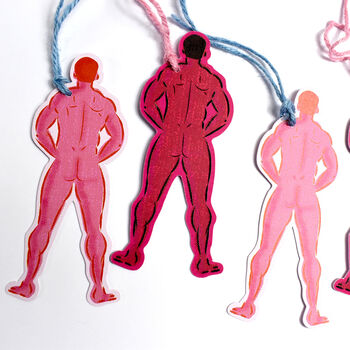 100% Recycled Set Of Four Naked Men Gift Tags, 3 of 6