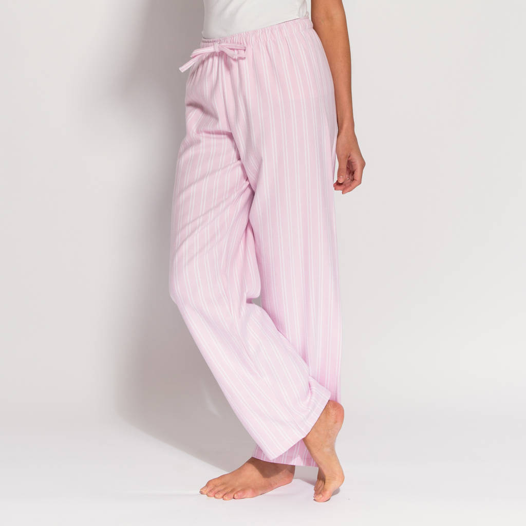 women's pyjama trousers pink and white striped flannel by british ...