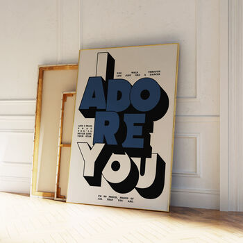 I Adore You | Poster | Wall Art | A5 A4 A3 | | Bold | Typographic | Quote | Wall Decor | House Music Print, 5 of 8