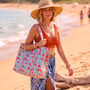 Quilted Cotton Pink Floral Print Beach Tote Bag, thumbnail 2 of 6